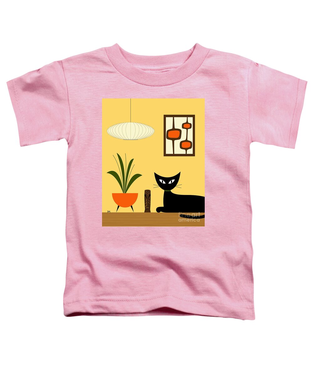 George Nelson Toddler T-Shirt featuring the digital art Cat on Tabletop with Mini Mod Pods 3 by Donna Mibus