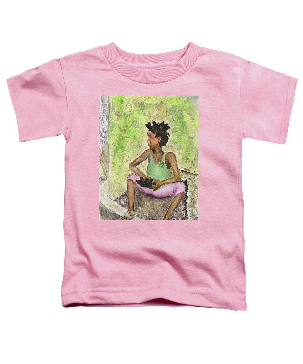 Haiti Toddler T-Shirt featuring the painting Child of Haiti by Lisa Debaets