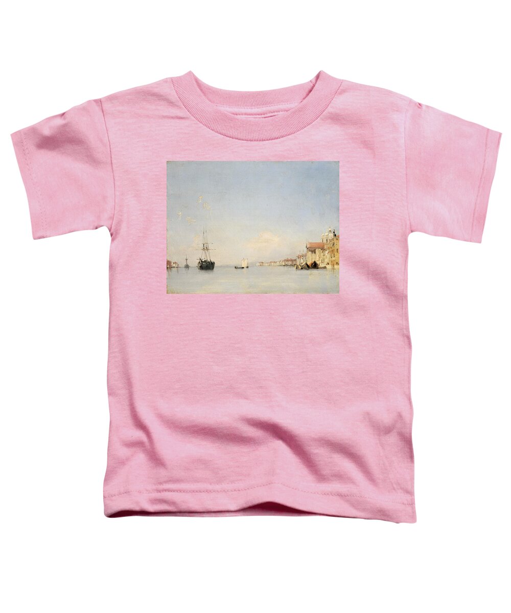 Richard Parkes Bonington Toddler T-Shirt featuring the painting Coastal Town by MotionAge Designs