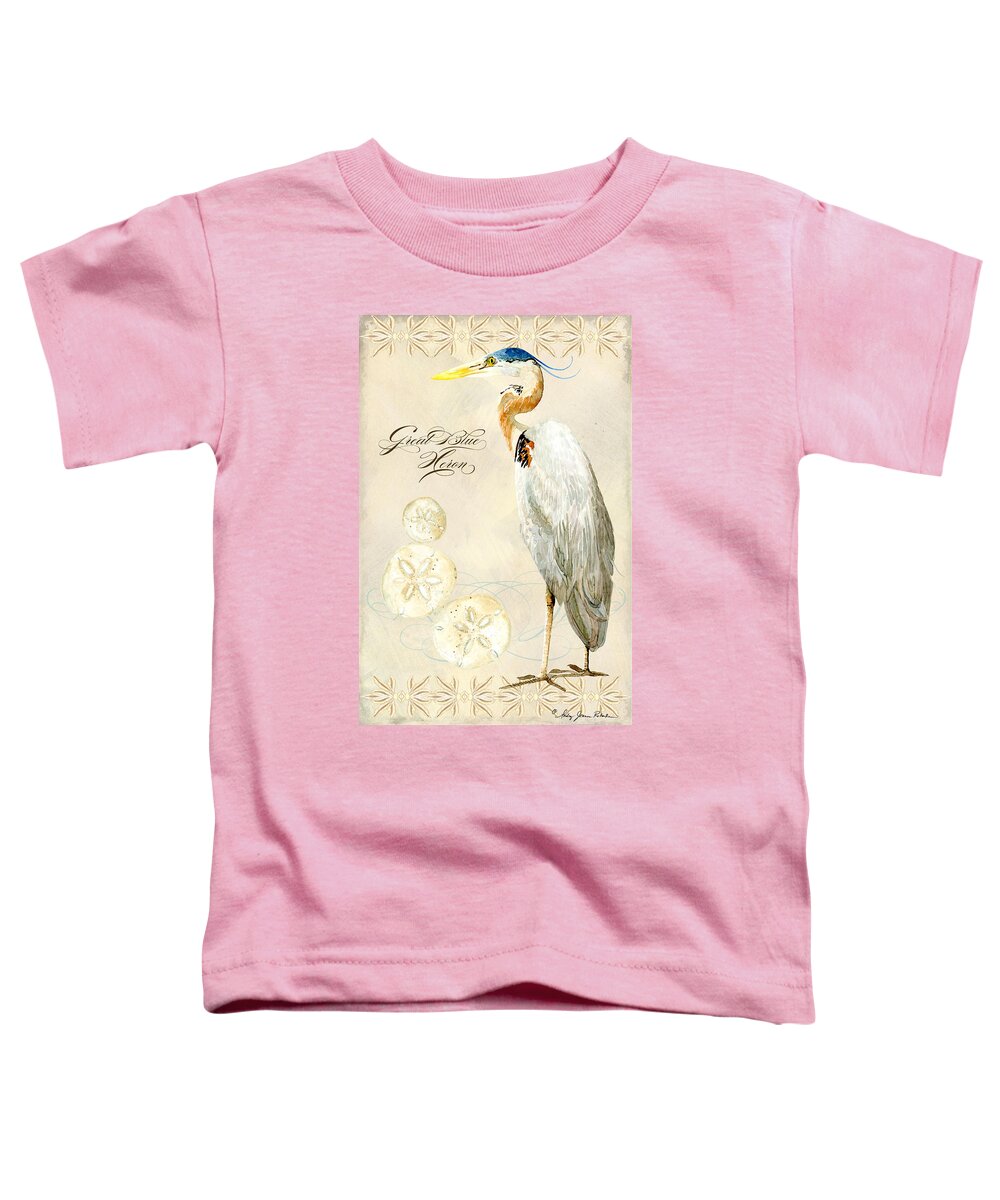 Watercolor Toddler T-Shirt featuring the painting Coastal Waterways - Great Blue Heron by Audrey Jeanne Roberts