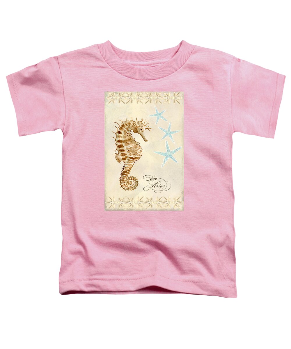 Watercolor Toddler T-Shirt featuring the painting Coastal Waterways - Seahorse Dance by Audrey Jeanne Roberts
