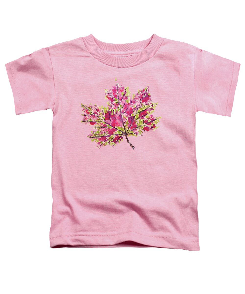 Leaf Toddler T-Shirt featuring the digital art Colorful Watercolor Autumn Leaf by Boriana Giormova
