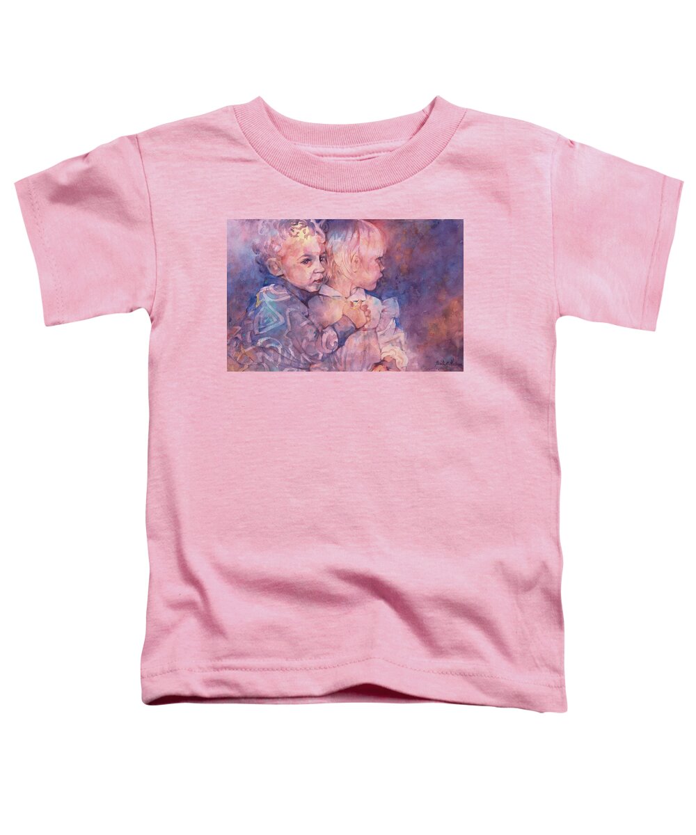 Portrait Toddler T-Shirt featuring the painting Cousins by Heidi E Nelson