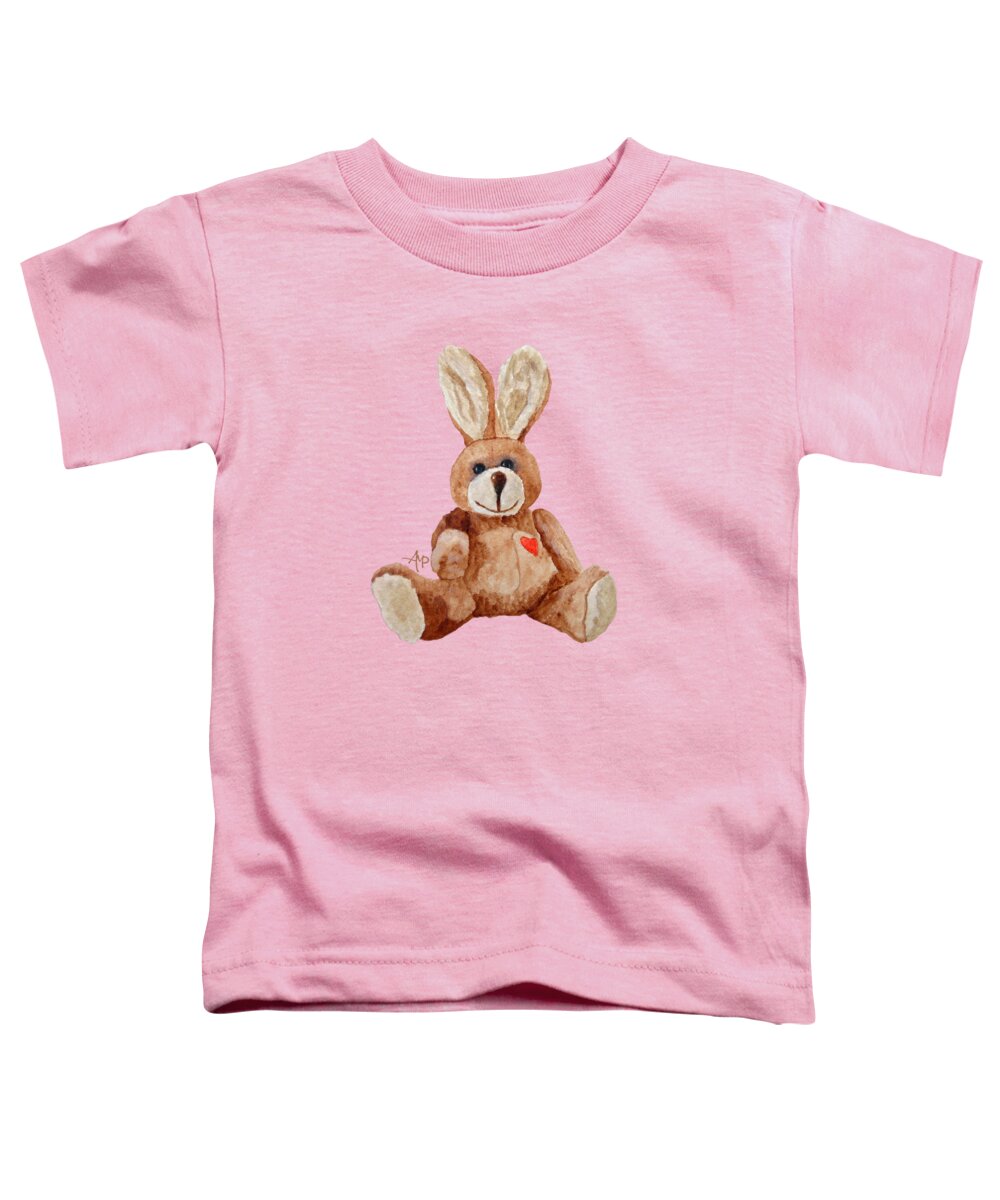 Cuddly Rabbit Toddler T-Shirt featuring the painting Cuddly Care Rabbit by Angeles M Pomata
