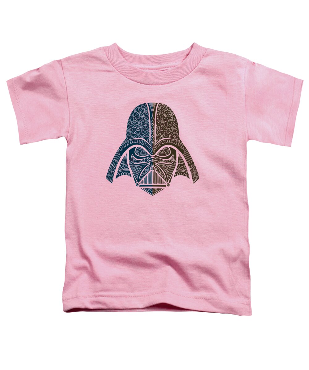 Darth Vader Toddler T-Shirt featuring the mixed media Darth Vader - Star Wars Art - Blue Brown by Studio Grafiikka