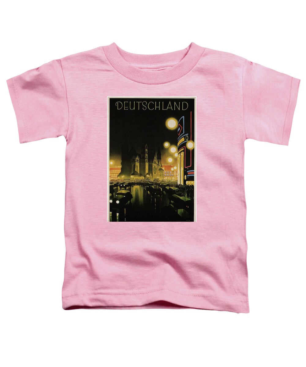 Deutschland Toddler T-Shirt featuring the painting Deutschland Vintage Travel Poster - Black and Yellow by Studio Grafiikka