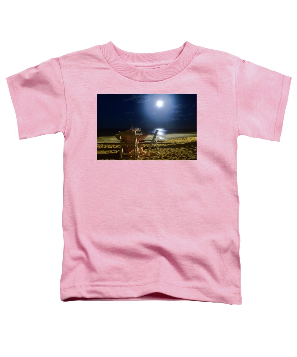 Punta Cana Toddler T-Shirt featuring the photograph Dinner for Two in the Moonlight by Nicole Lloyd