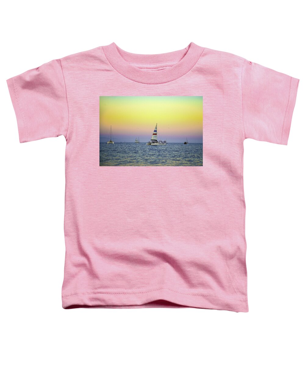 Double Dolphin Toddler T-Shirt featuring the photograph Double Dolphin at Dusk by Lynn Bauer