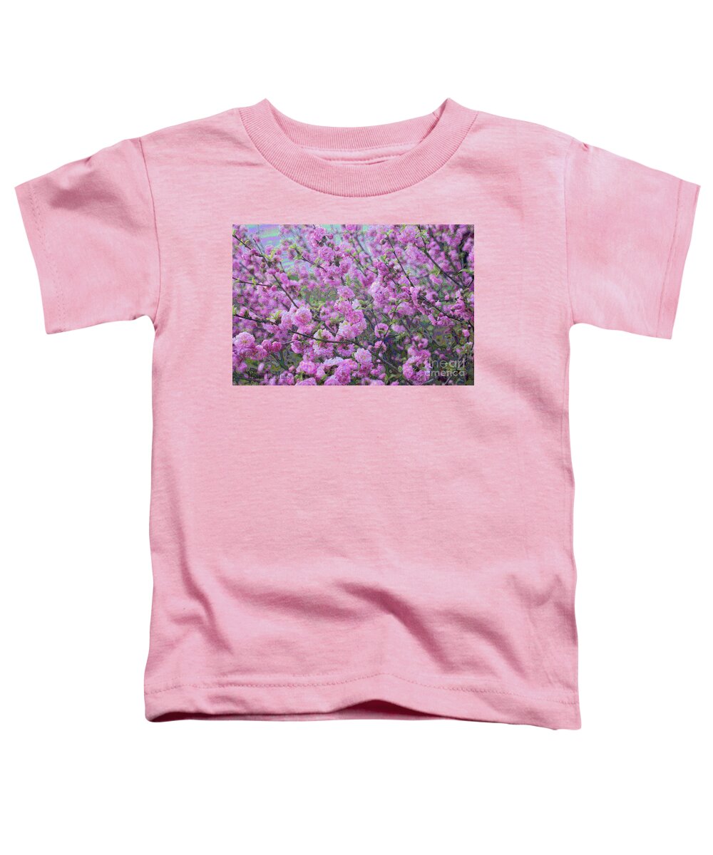 Double Flower Plum Toddler T-Shirt featuring the painting Double Flower Plum by Donna L Munro