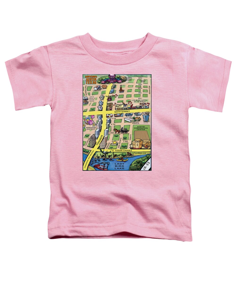 Austin Toddler T-Shirt featuring the digital art Downtown Austin Texas by Kevin Middleton