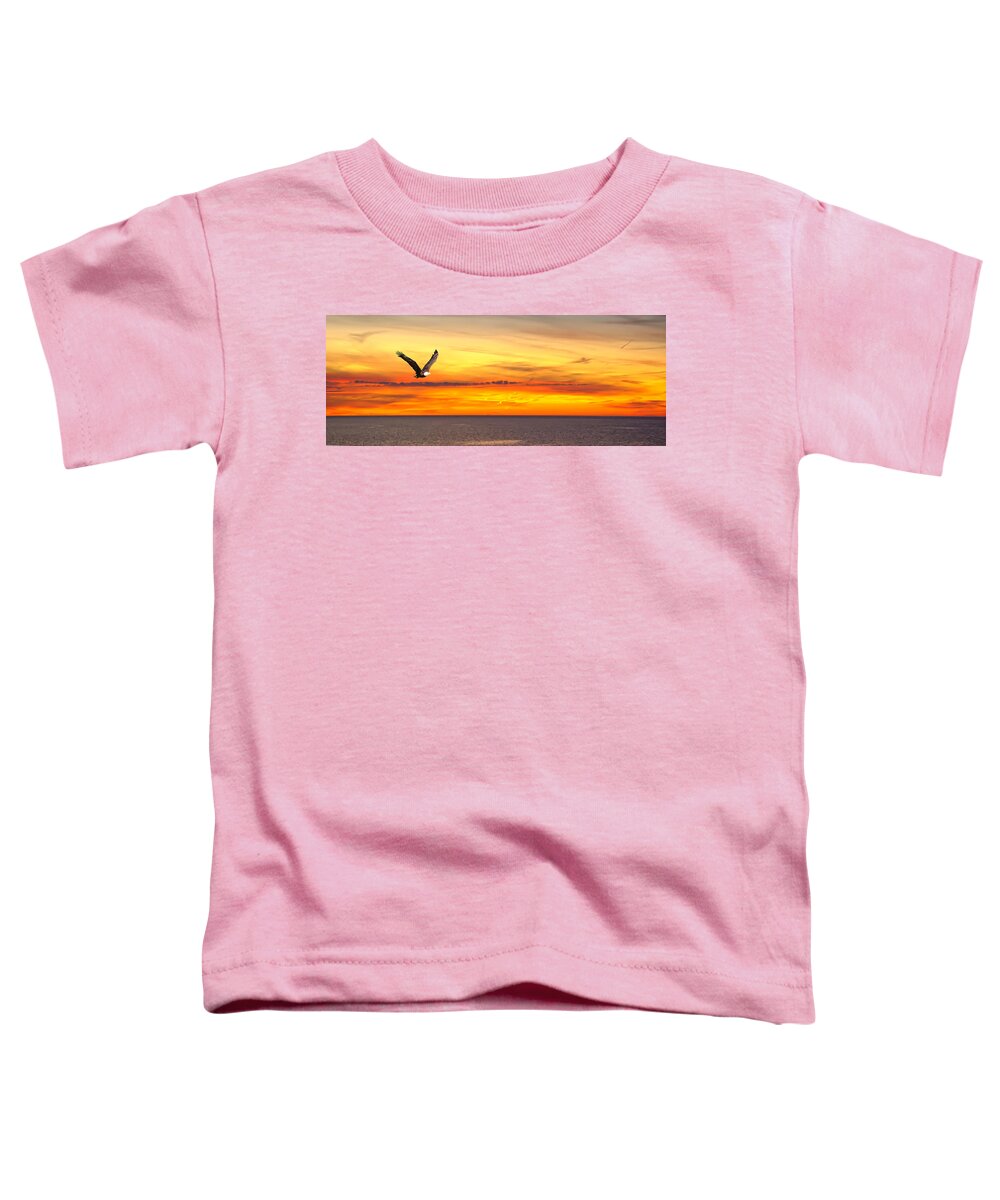 Eagle Photograph Toddler T-Shirt featuring the photograph Eagle panorama sunset by Randall Branham