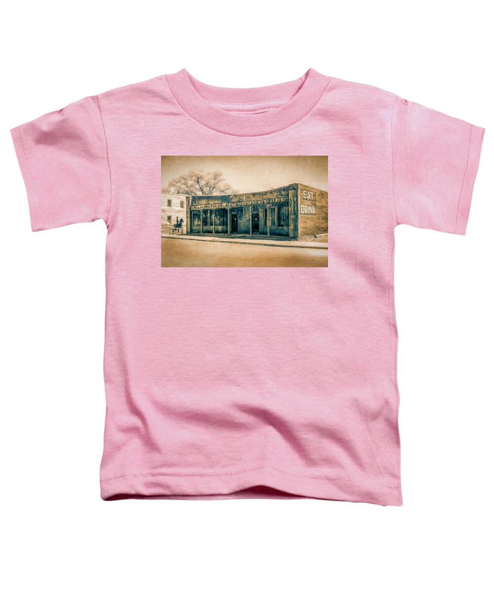 Old West Toddler T-Shirt featuring the photograph Eat and Drink by Lou Novick