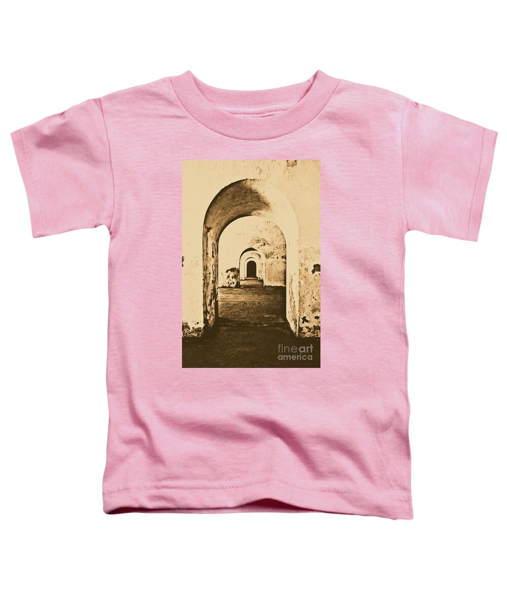 Puerto Rico Toddler T-Shirt featuring the photograph El Morro Fort Barracks Arched Doorways Vertical San Juan Puerto Rico Prints Rustic by Shawn O'Brien