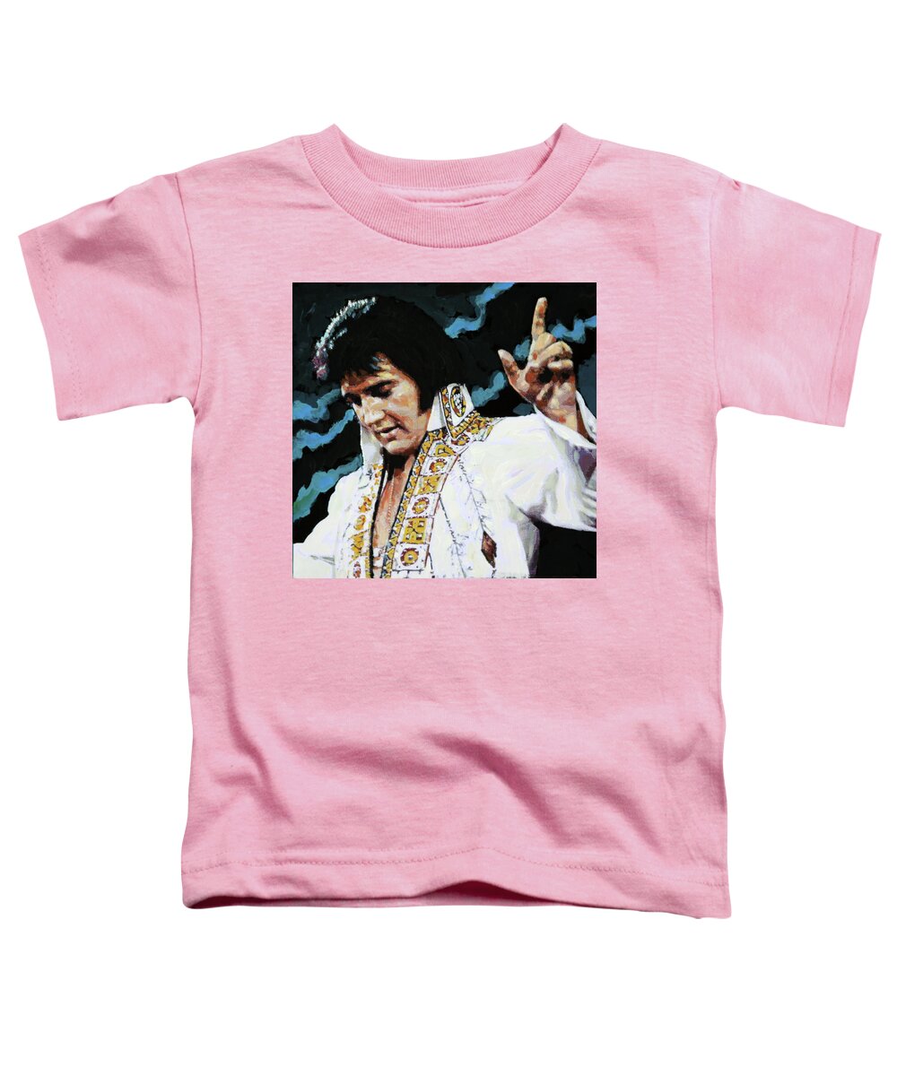 Elvis Presley Toddler T-Shirt featuring the painting Elvis - How Great Thou Art by John Lautermilch
