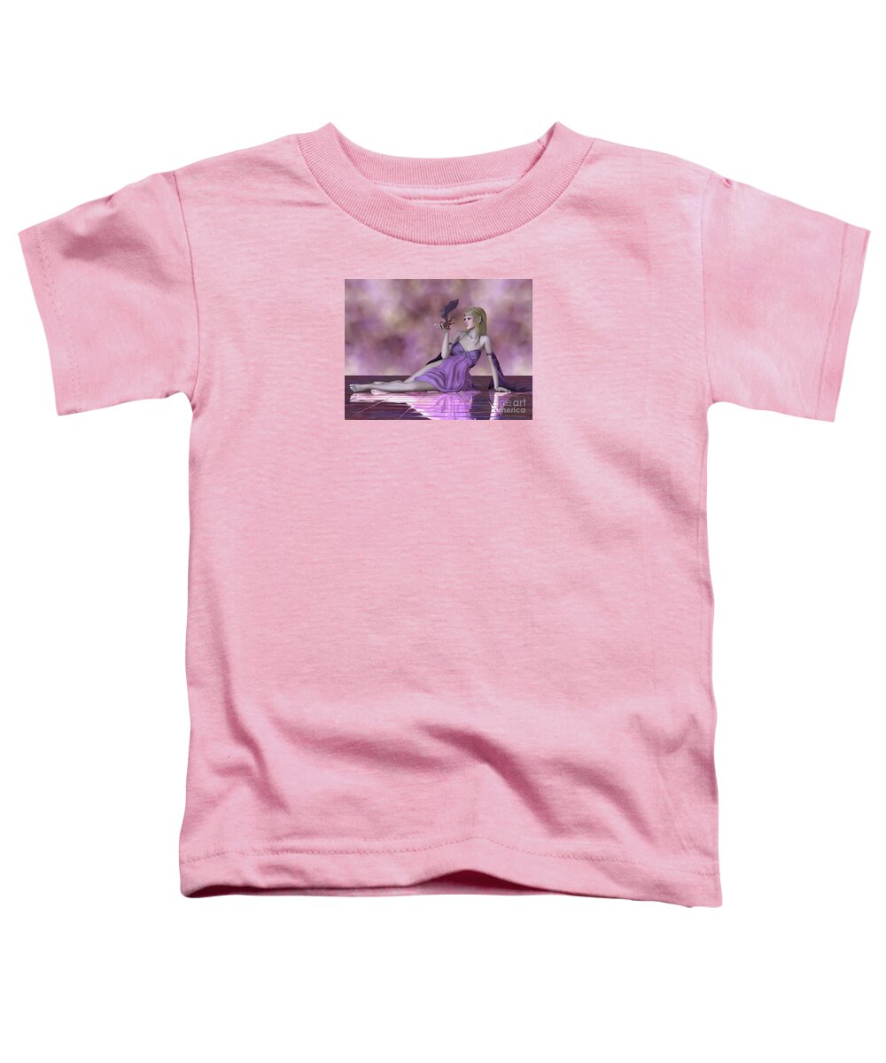 Fairy Toddler T-Shirt featuring the painting Fairy and Tiny Dragon by Corey Ford