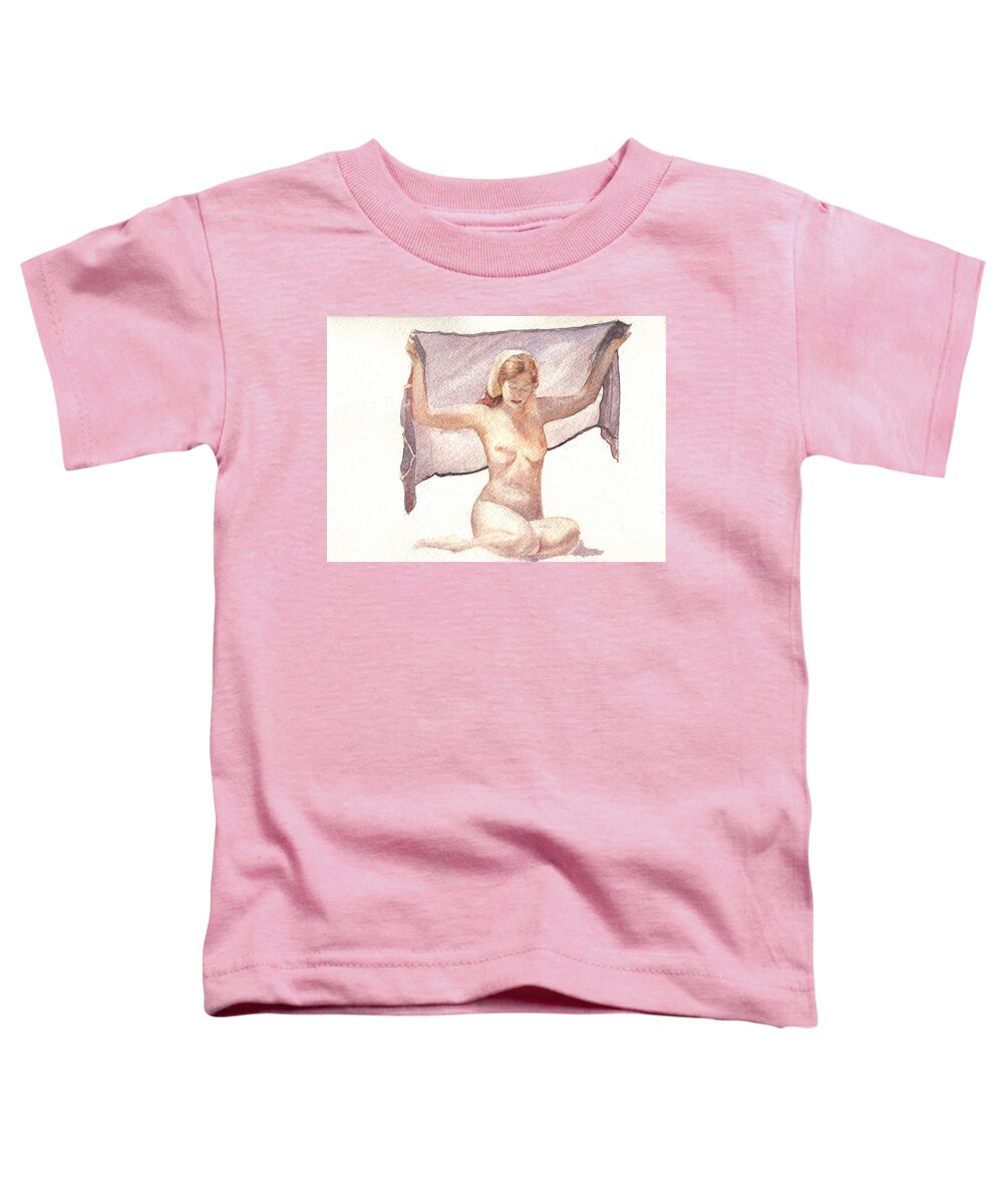 Erotic Toddler T-Shirt featuring the painting Figure with Veil by David Ladmore