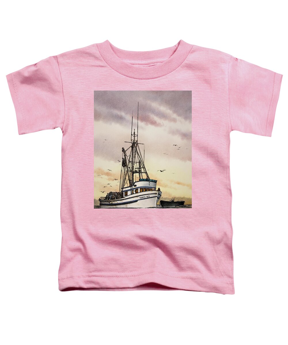 Watercolors Toddler T-Shirt featuring the painting Fishing Vessel Yankee Boy by James Williamson