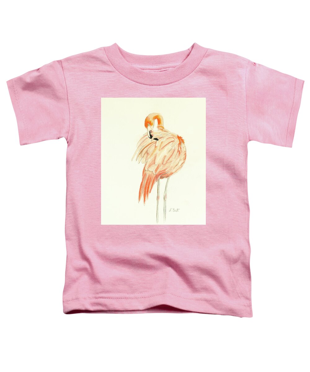 Flamingo Toddler T-Shirt featuring the painting Flamingo by Laurel Best
