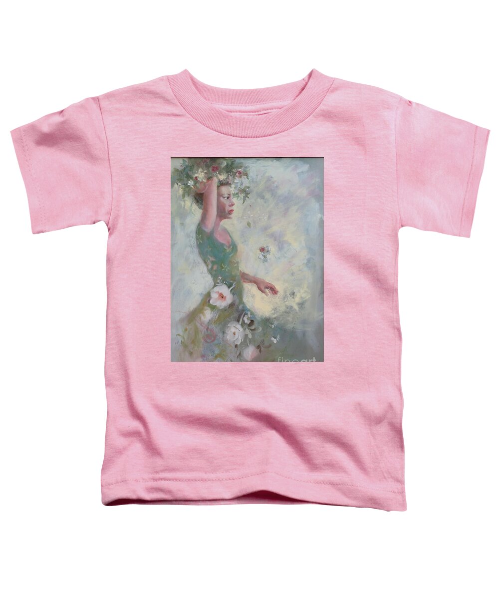 Gullah Toddler T-Shirt featuring the painting Flower Vender by Gertrude Palmer