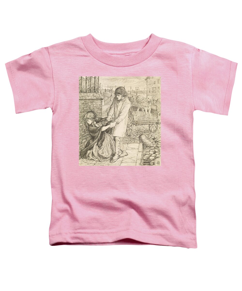 Dante Gabriel Rossetti Toddler T-Shirt featuring the drawing Found - Compositional Study by Dante Gabriel Rossetti