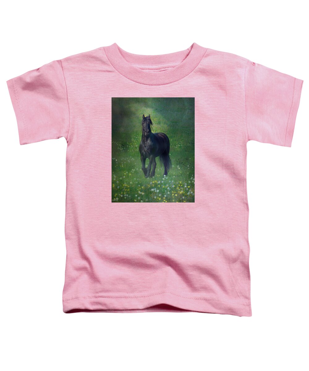 Horses Canvas Prints Toddler T-Shirt featuring the photograph Friesian Mist by Fran J Scott