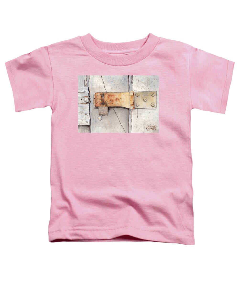 Lock Toddler T-Shirt featuring the painting Garage Lock Number Two by Ken Powers