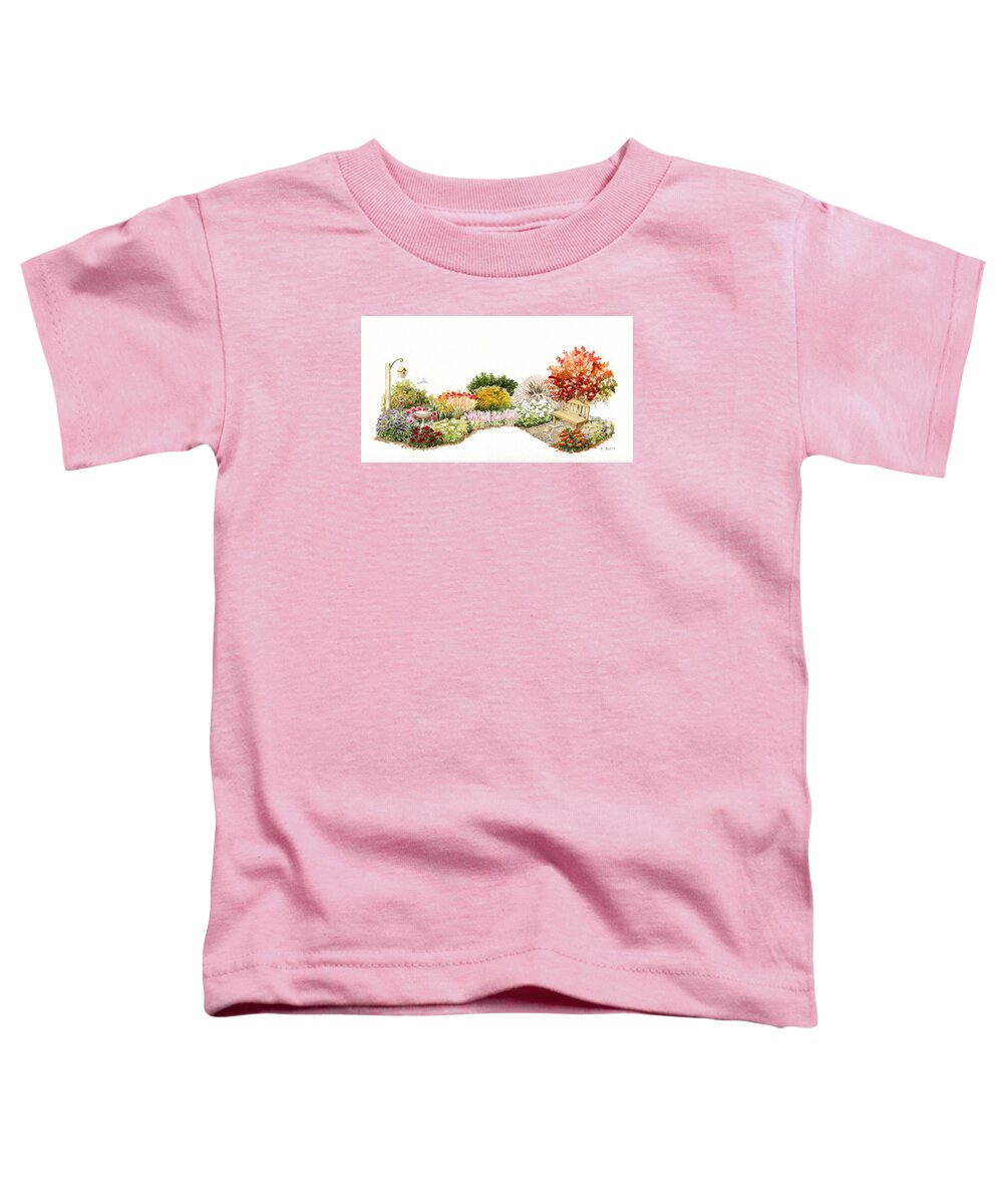Garden Toddler T-Shirt featuring the painting Garden Wild Flowers Watercolor by Karla Beatty
