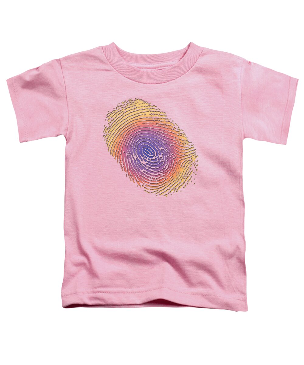 'inconsequential Beauty' Collection By Serge Averbukh Toddler T-Shirt featuring the digital art Giant Iridescent Fingerprint on Salmon Roe Pink Set of 4 - 2 of 4 by Serge Averbukh
