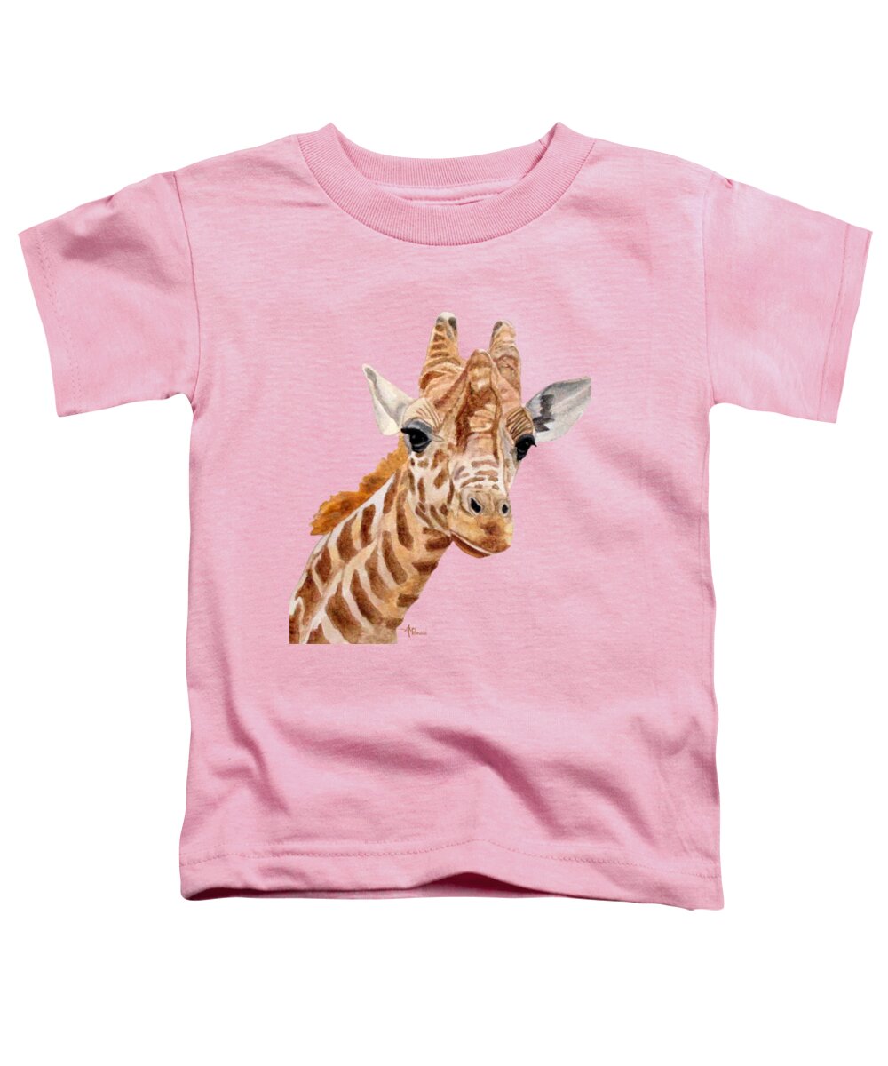 Giraffe Toddler T-Shirt featuring the painting Giraffe Portrait by Angeles M Pomata
