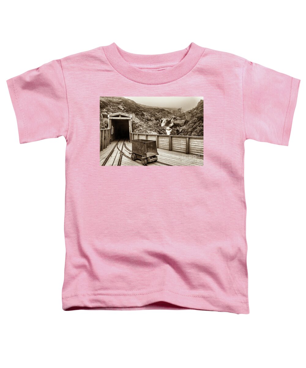 Abandoned Toddler T-Shirt featuring the photograph Gold Mine Entrance in Sepia by Paul Quinn