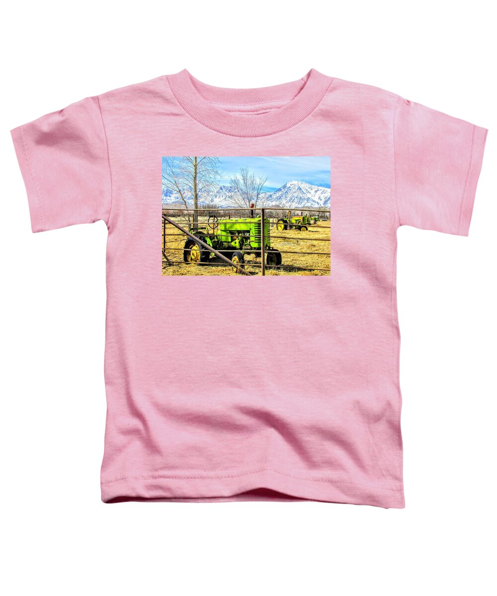 Sky Toddler T-Shirt featuring the photograph Green Tractor by Marilyn Diaz