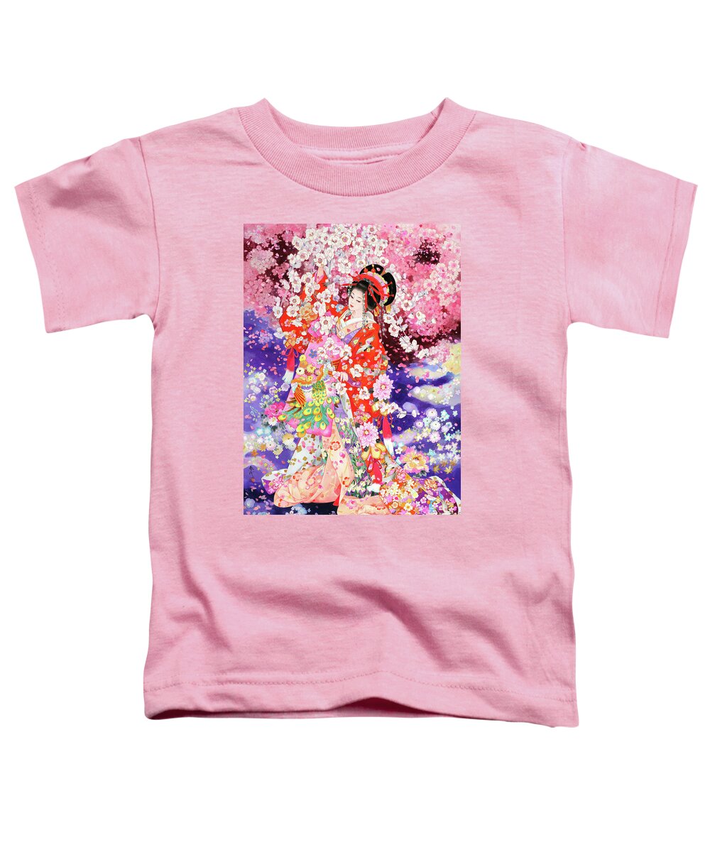 Haruyo Morita Toddler T-Shirt featuring the painting Hanafubuki by MGL Meiklejohn Graphics Licensing