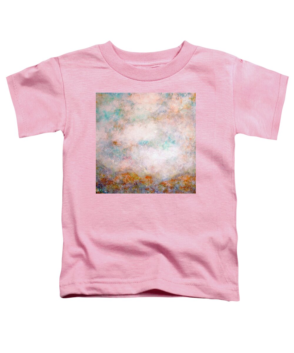 Clouds Toddler T-Shirt featuring the painting Happy Dancing Clouds by Natalie Holland