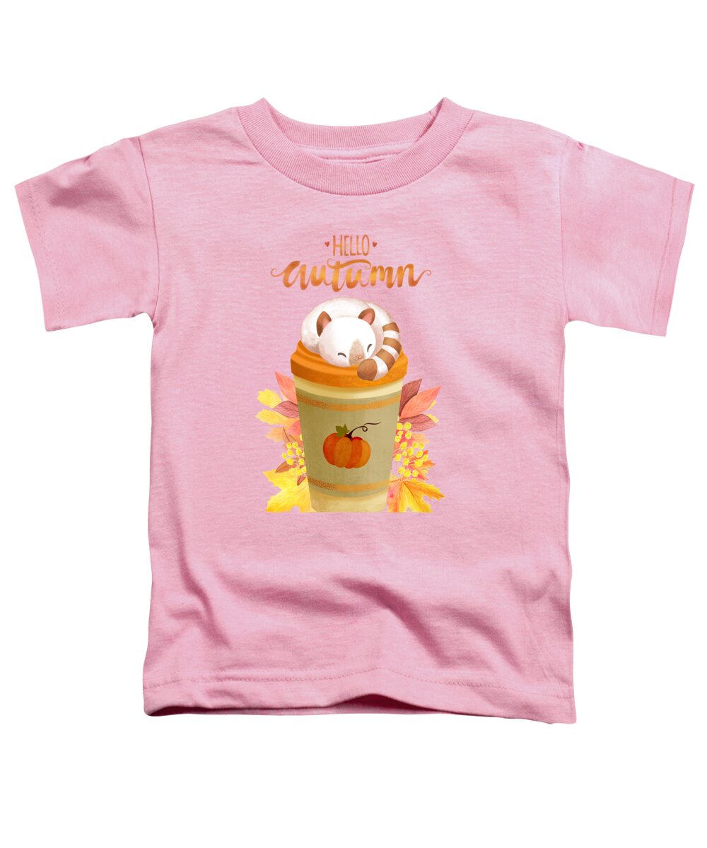 Drawing Toddler T-Shirt featuring the drawing Hello Autumn by Little Bunny Sunshine