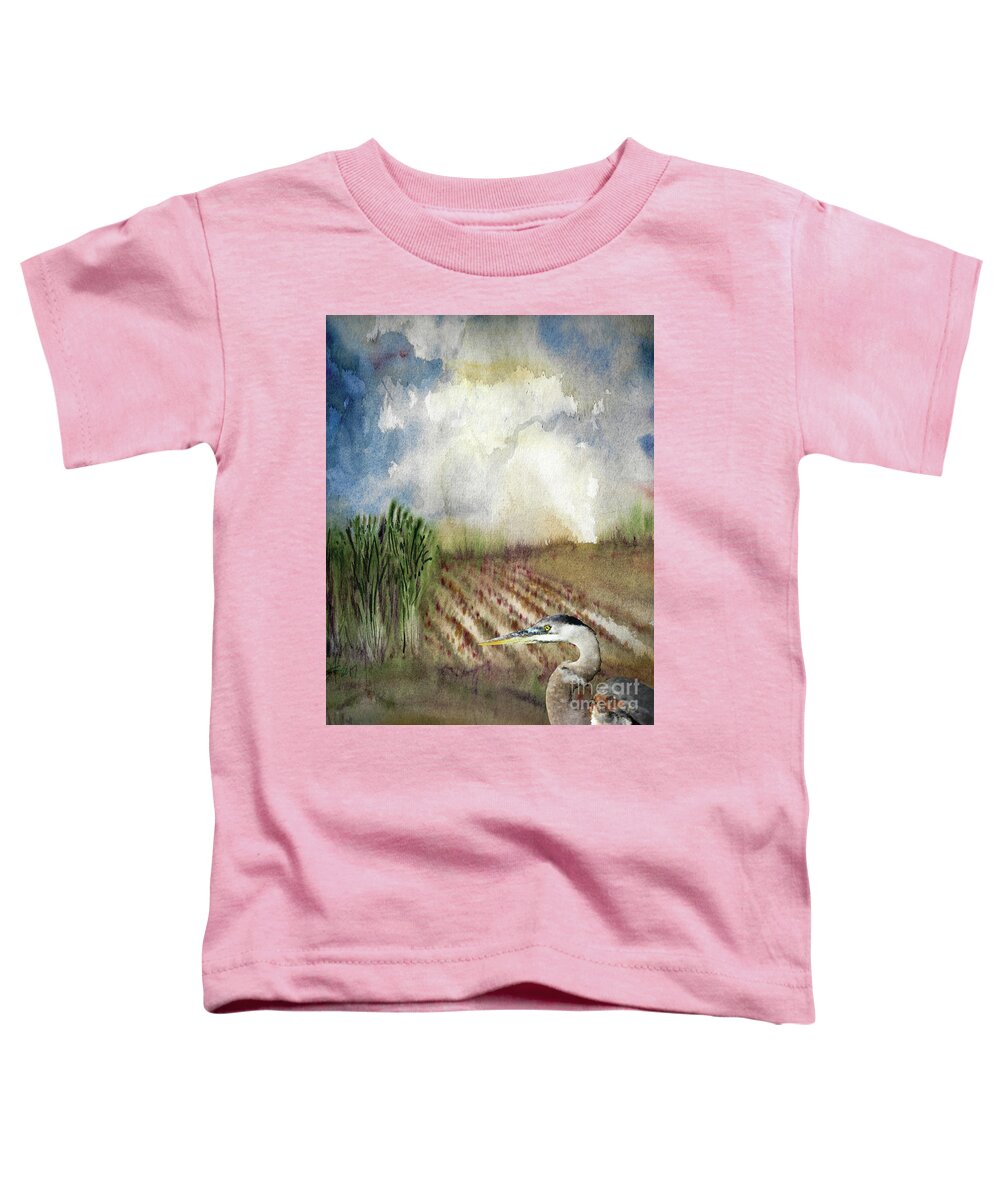 #creativemother Toddler T-Shirt featuring the painting Heron in the Cane by Francelle Theriot
