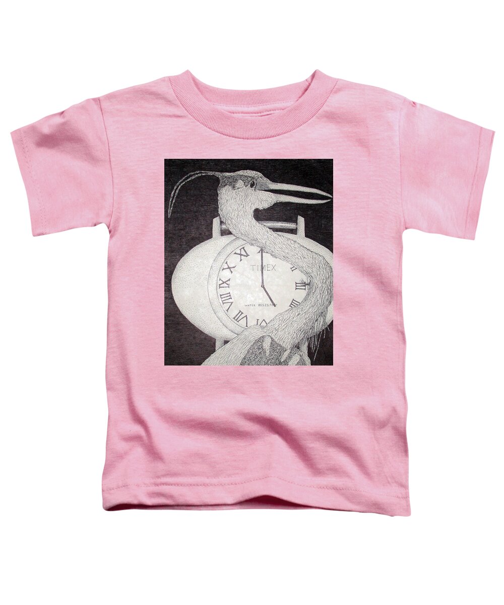 Pen Toddler T-Shirt featuring the drawing Heron Time by Shane Bechler