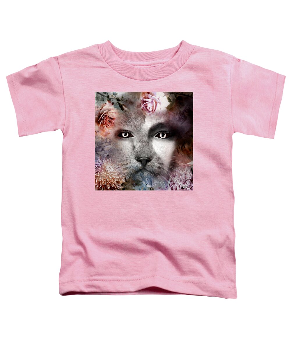 Digital Art Toddler T-Shirt featuring the digital art Hiding Catlady by Artful Oasis