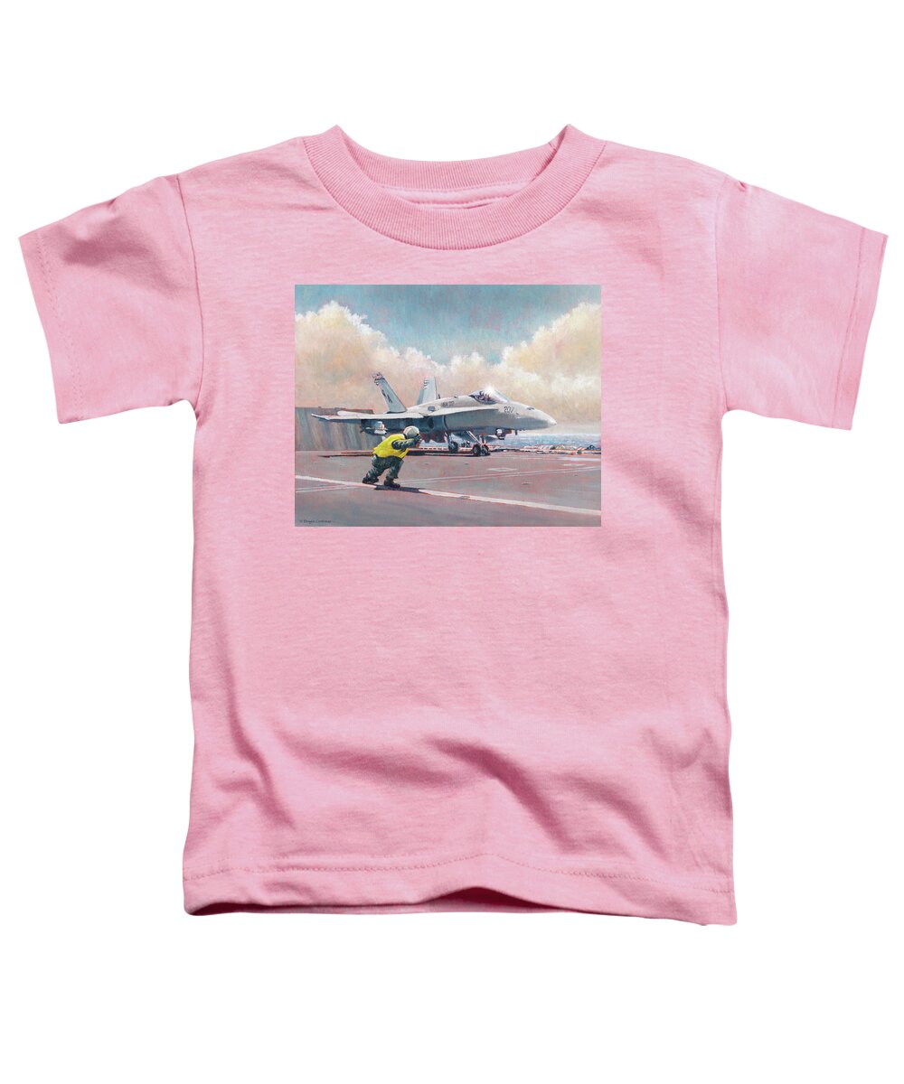 Aviation Art Toddler T-Shirt featuring the painting Hornet Launch by Douglas Castleman
