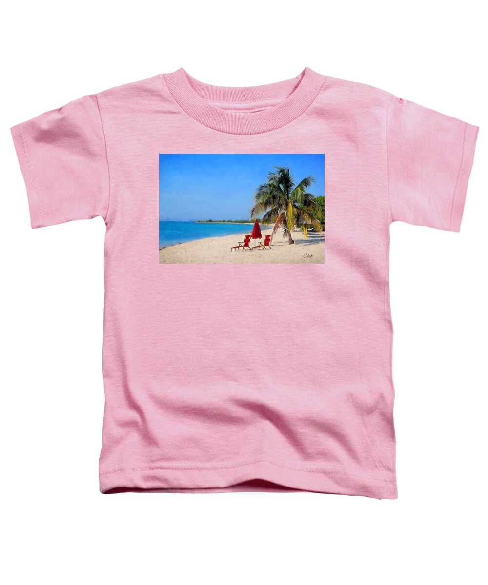 Beach Scene Toddler T-Shirt featuring the mixed media Hot Fun in the Summertime by Colleen Taylor