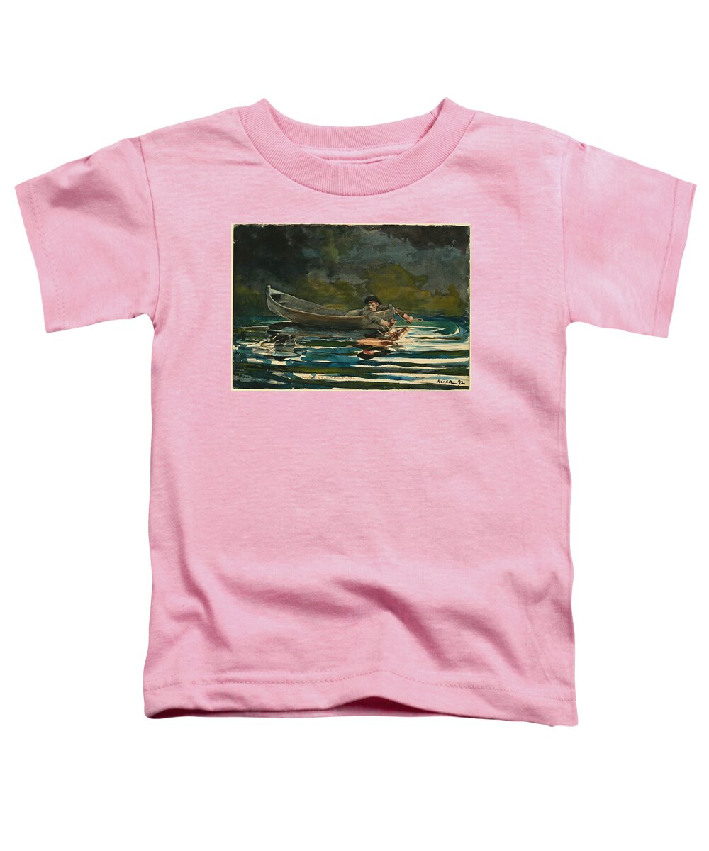 Winslow Homer Toddler T-Shirt featuring the drawing Hound and Hunter. Sketch by Winslow Homer