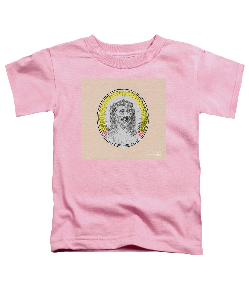 Jesus Toddler T-Shirt featuring the drawing In Him We Trust Colorized by Donna L Munro