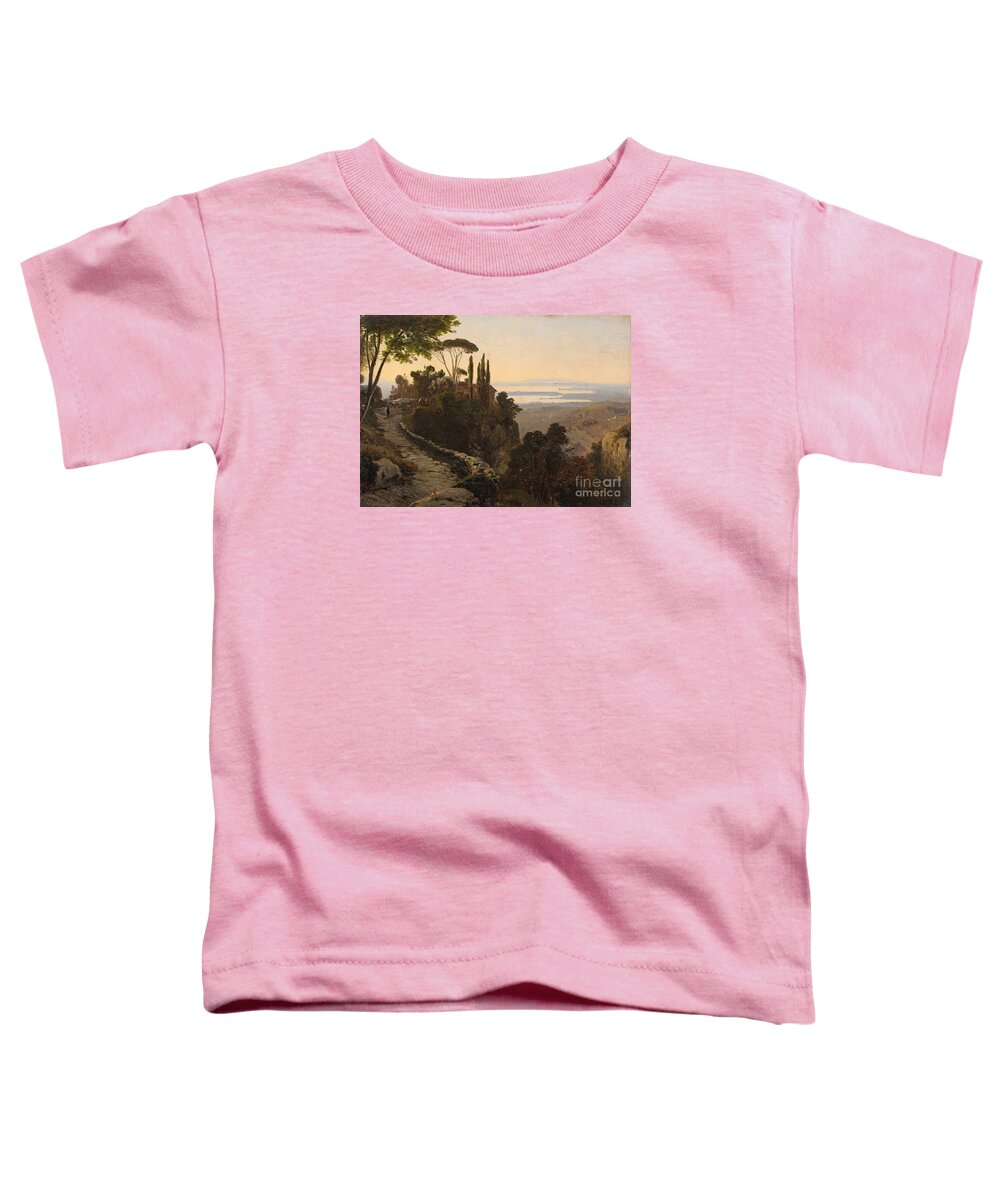 Oswald Achenbach Toddler T-Shirt featuring the painting Italian Landscape by MotionAge Designs