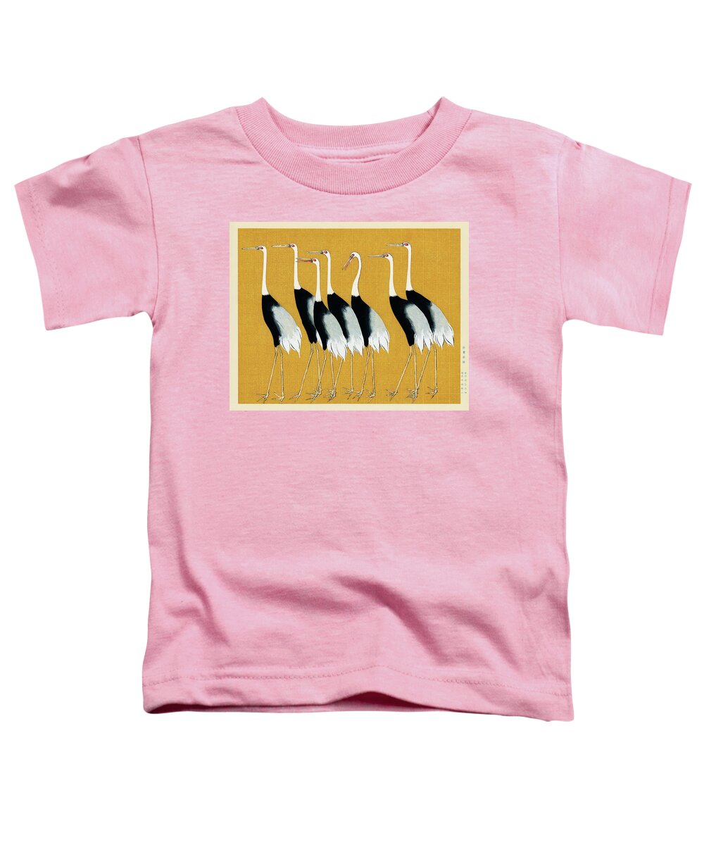 Japanese Art Toddler T-Shirt featuring the painting Japanese red crown crane by Ogata Korin by Vincent Monozlay