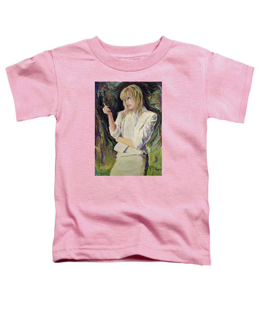 Fashion Toddler T-Shirt featuring the painting Kate Moss by Jean-Marc Robert