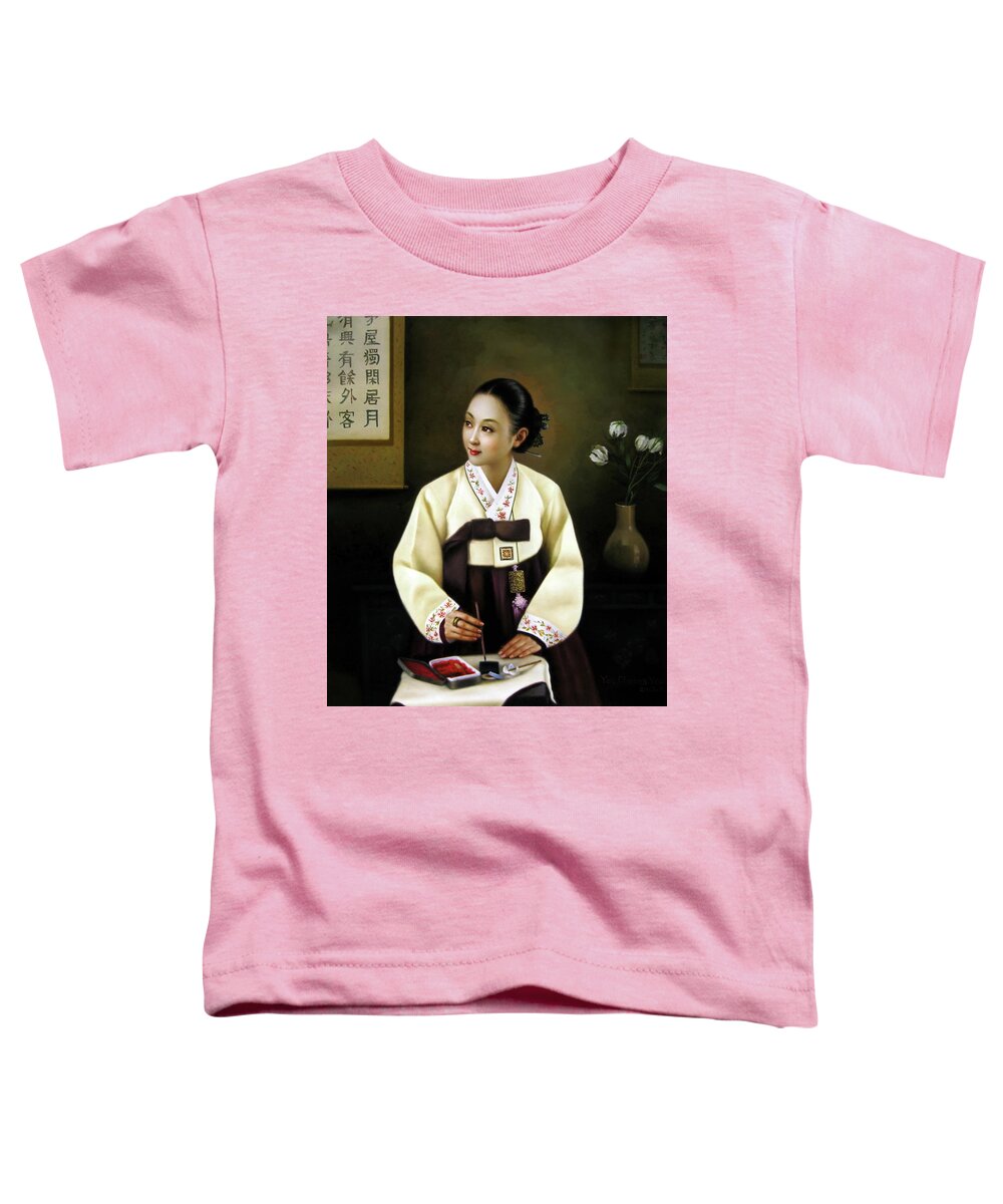 Calligraphy Toddler T-Shirt featuring the painting Korea belle 2 by Yoo Choong Yeul