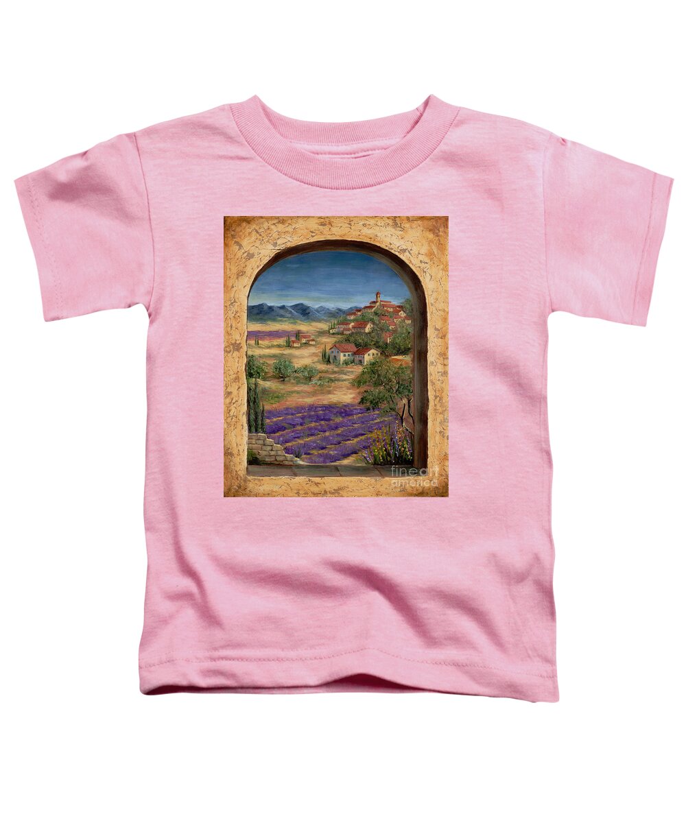 Europe Toddler T-Shirt featuring the painting Lavender Fields and Village of Provence by Marilyn Dunlap