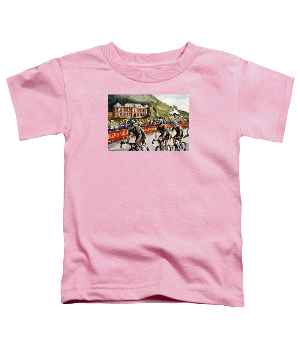 Tour Toddler T-Shirt featuring the painting Le Tour - Chateau de Gudanes by Shirley Peters
