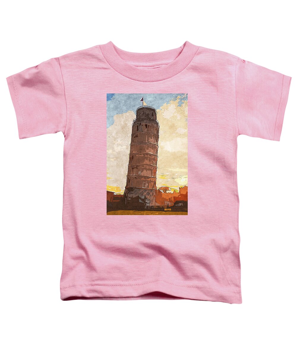 Leaning Tower Of Pisa Toddler T-Shirt featuring the painting Leaning Tower of Pisa - 04 by AM FineArtPrints