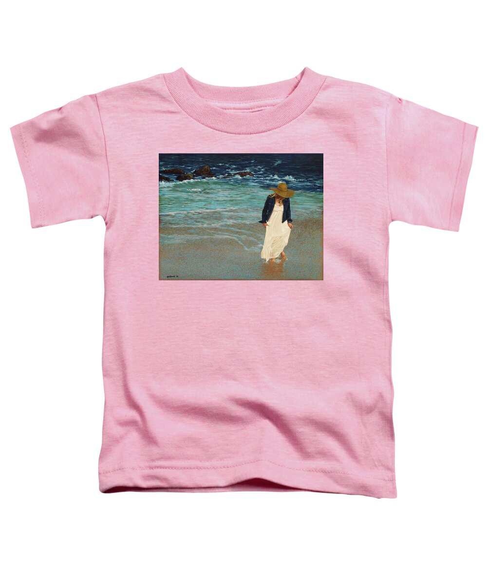 Beach Toddler T-Shirt featuring the painting Leaving the Beach by Glenn Pollard