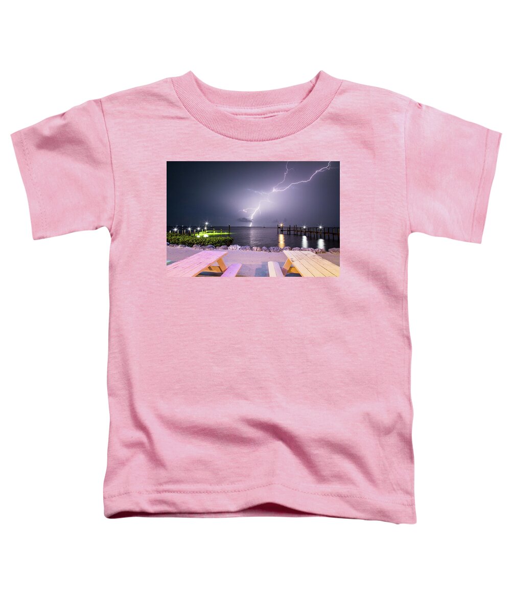 Photosbymch Toddler T-Shirt featuring the photograph Lightning over Buttonwood Sound by M C Hood